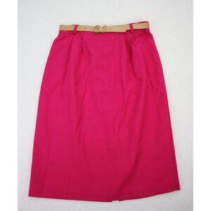 E.S.R. Vintage Women's Pink Pencil Skirt Size 12 With Belt Bright Colorful